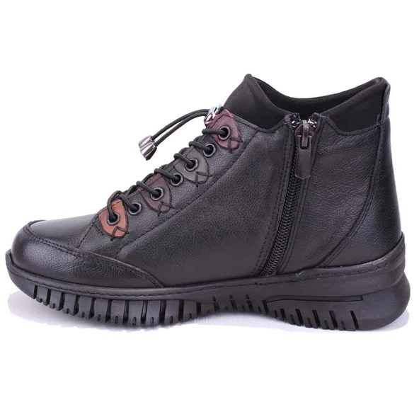 Dagoster DZA07-122042651 Siyah Günlük Düz Taban Deri Kadın Bot - 3