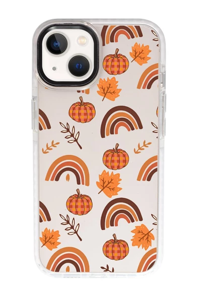 iPhone 13 Uyumlu Sonbahar Desenli Candy Bumper Silikonlu Telefon Kılıfı - Resim 2