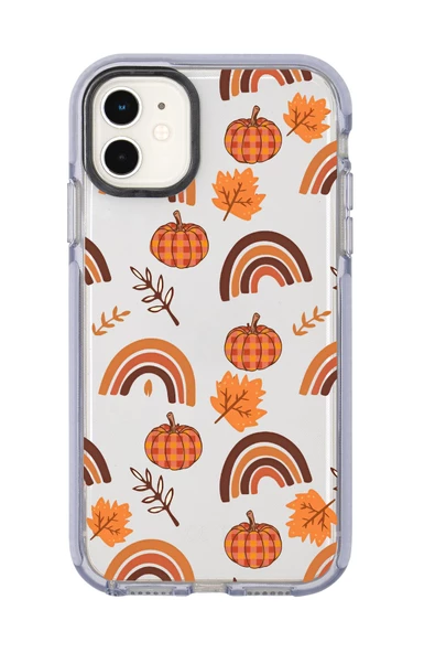 iPhone 12 Uyumlu Sonbahar Desenli Candy Bumper Silikonlu Telefon Kılıfı - Resim 3