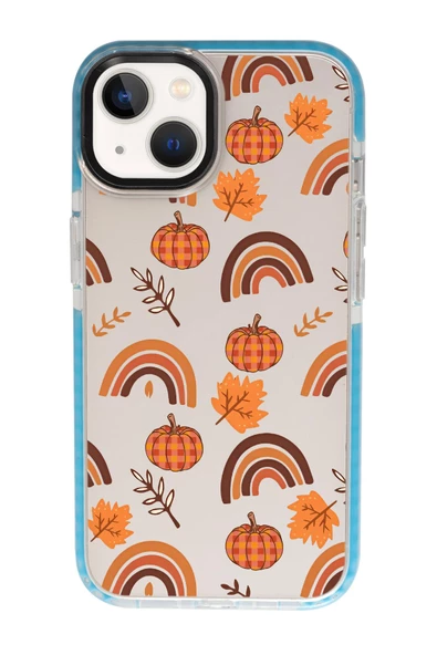 iPhone 13 Uyumlu Sonbahar Desenli Candy Bumper Silikonlu Telefon Kılıfı - Resim 4