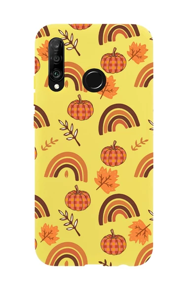 Huawei P30 Lite Uyumlu Sonbahar Desenli Premium Silikonlu Telefon Kılıfı - Resim 4