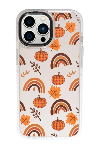 iPhone 13 Pro Uyumlu Sonbahar Desenli Candy Bumper Silikonlu Telefon Kılıfı - Resim 2