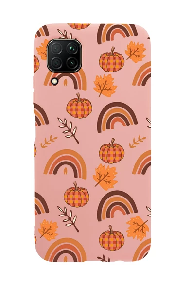 Huawei P40 Lite Uyumlu Sonbahar Desenli Premium Silikonlu Telefon Kılıfı - Resim 4