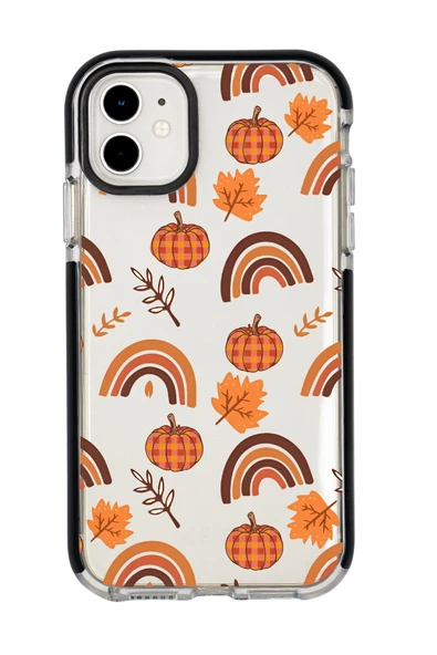 iPhone 12 Uyumlu Sonbahar Desenli Candy Bumper Silikonlu Telefon Kılıfı - Resim 5