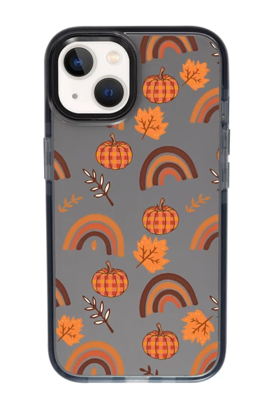 iPhone 13 Uyumlu Sonbahar Desenli Candy Bumper Silikonlu Telefon Kılıfı - Resim 3