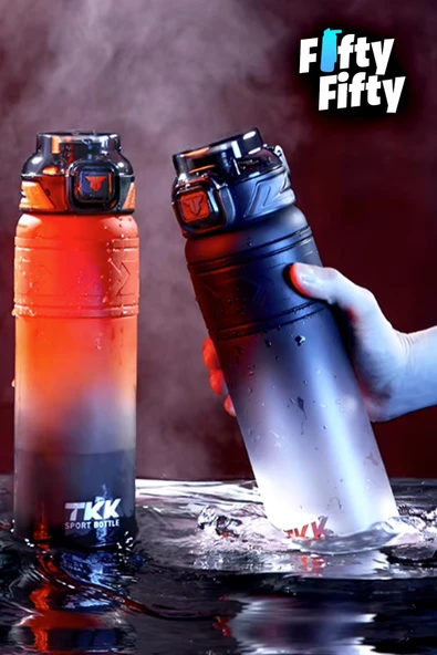 TKK 800 ML Çift Renk Softtouch Pipetli/Rahat içim Bpa İçermeyen Taşıma Askılı Tritan Su Matarası FFTKK1020G-800ML - 8