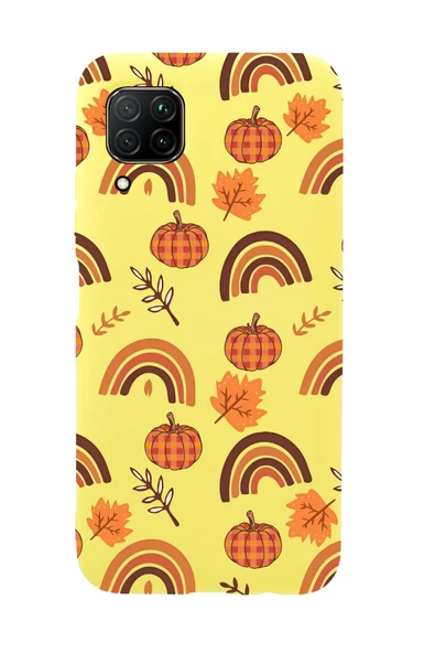 Huawei P40 Lite Uyumlu Sonbahar Desenli Premium Silikonlu Telefon Kılıfı - Resim 5