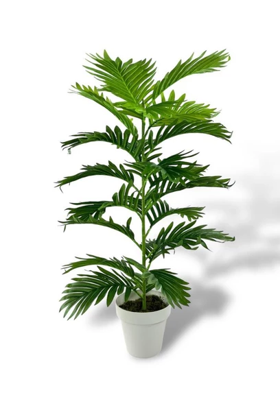 Nettenevime Yapay Çiçek Tropik Areka 80cm 23 Yapraklı Salon Çiçeği Beyaz Saksılı Yapay Bitki - Resim 7