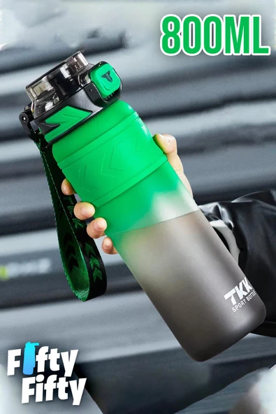 TKK 800 ML Çift Renk Softtouch Pipetli/Rahat içim Bpa İçermeyen Taşıma Askılı Tritan Su Matarası FFTKK1020G-800ML - 2