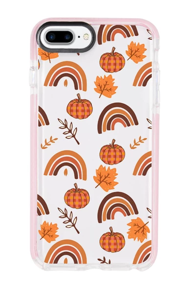 iPhone 7 Plus Uyumlu Sonbahar Desenli Candy Bumper Silikonlu Telefon Kılıfı - Resim 3