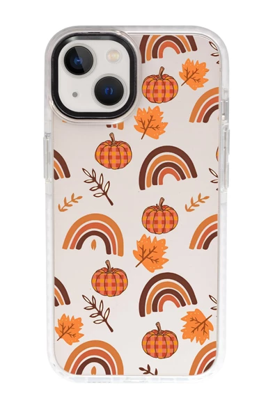 iPhone 15 Uyumlu Sonbahar Desenli Candy Bumper Silikonlu Telefon Kılıfı - Resim 2