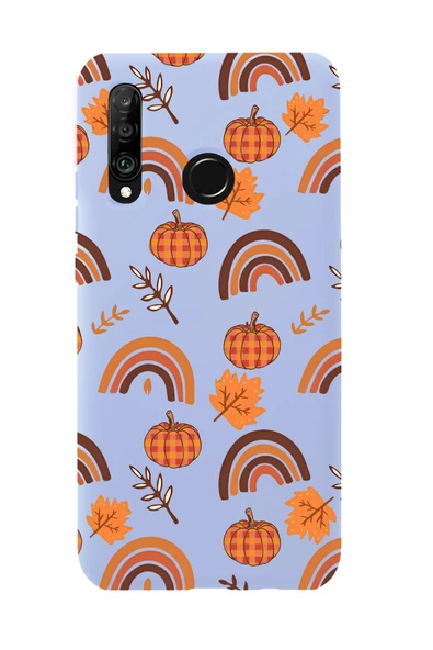 Huawei P30 Lite Uyumlu Sonbahar Desenli Premium Silikonlu Telefon Kılıfı - Resim 2