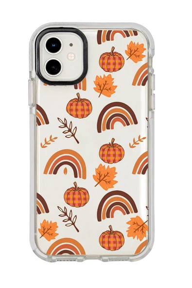 iPhone 12 Uyumlu Sonbahar Desenli Candy Bumper Silikonlu Telefon Kılıfı - Resim 2