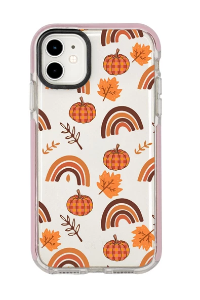 iPhone 12 Uyumlu Sonbahar Desenli Candy Bumper Silikonlu Telefon Kılıfı - Resim 4