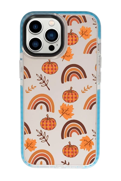 iPhone 13 Pro Uyumlu Sonbahar Desenli Candy Bumper Silikonlu Telefon Kılıfı - Resim 4