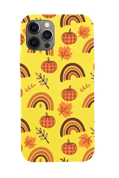 iPhone 12 Pro Uyumlu Sonbahar Desenli Premium Silikonlu Telefon Kılıfı - Resim 6