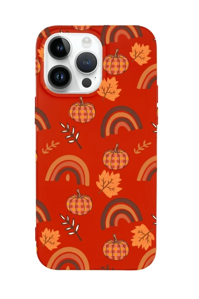 iPhone 15 Pro Max Uyumlu Sonbahar Desenli Premium Silikonlu Telefon Kılıfı - Resim 5