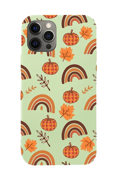 iPhone 12 Pro Uyumlu Sonbahar Desenli Premium Silikonlu Telefon Kılıfı ürün görseli
