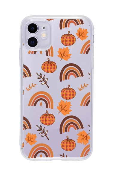 iPhone 11 Uyumlu Sonbahar Desenli Premium Şeffaf Silikon Kılıf ürün görseli