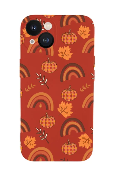 iPhone 13 Uyumlu Sonbahar Desenli Kamera Korumalı Premium Silikonlu Telefon Kılıfı - Resim 3