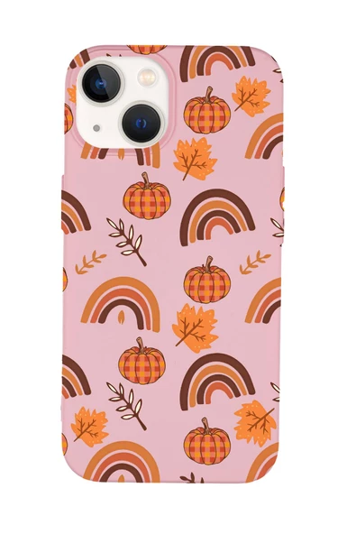 iPhone 14 Plus Uyumlu Sonbahar Desenli Premium Silikonlu Telefon Kılıfı - Resim 9