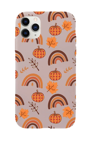 iPhone 11 Pro Uyumlu Sonbahar Desenli Premium Silikonlu Telefon Kılıfı - 5