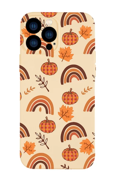 iPhone 13 Pro Uyumlu Sonbahar Desenli Kamera Korumalı Premium Silikonlu Telefon Kılıfı - Resim 5
