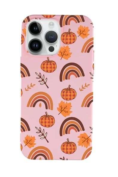 iPhone 14 Pro Uyumlu Sonbahar Desenli Premium Silikonlu Telefon Kılıfı - Resim 9