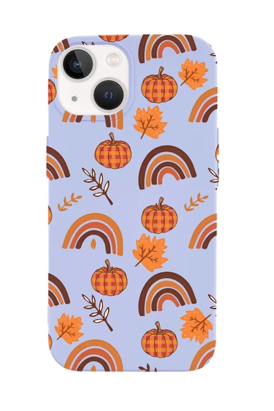 iPhone 14 Uyumlu Sonbahar Desenli Premium Silikonlu Telefon Kılıfı - Resim 7