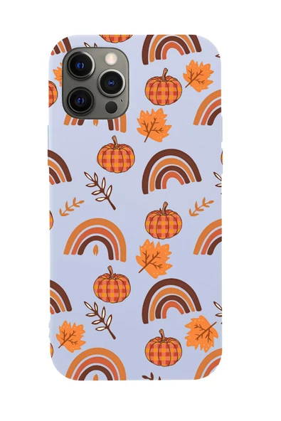 iPhone 12 Pro Max Uyumlu Sonbahar Desenli Premium Silikonlu Telefon Kılıfı - 4