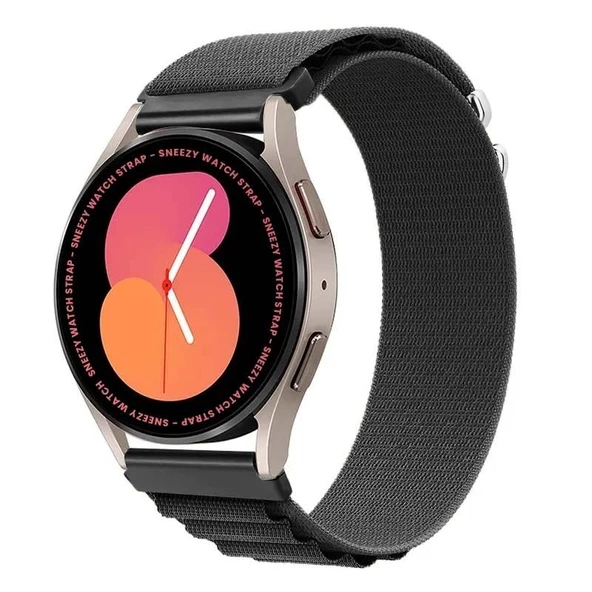 Samsung Galaxy Watch 6 – Classic 40-43-44-47mm 20mm Uyumlu Frost Alpine Loop Kordon  Siyah