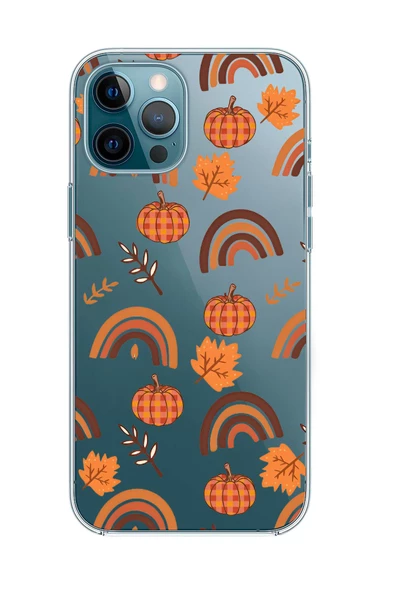 iPhone 12 Pro Max Uyumlu Sonbahar Desenli Premium Şeffaf Silikon Kılıf ürün görseli 1