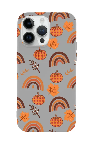 iPhone 14 Pro Max Uyumlu Sonbahar Desenli Premium Silikonlu Telefon Kılıfı - 4