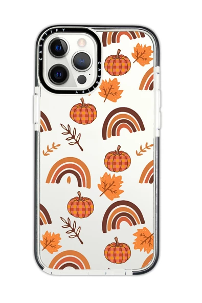 iPhone 14 Pro Uyumlu Casetify Sonbahar Desenli Anti Shock Premium Silikonlu Siyah Kenar Detaylı Telefon Kılıfı