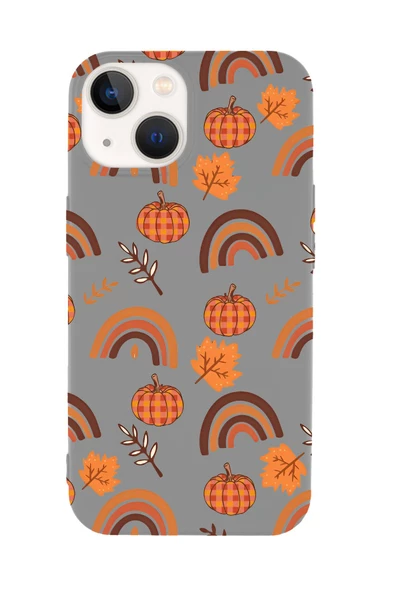 iPhone 14 Uyumlu Sonbahar Desenli Premium Silikonlu Telefon Kılıfı - Resim 4