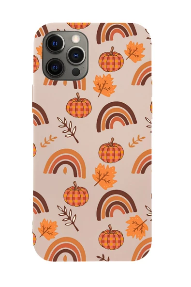 iPhone 12 Pro Uyumlu Sonbahar Desenli Premium Silikonlu Telefon Kılıfı - Resim 5