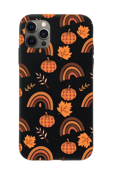 iPhone 12 Pro Max Uyumlu Sonbahar Desenli Premium Silikonlu Telefon Kılıfı - 7