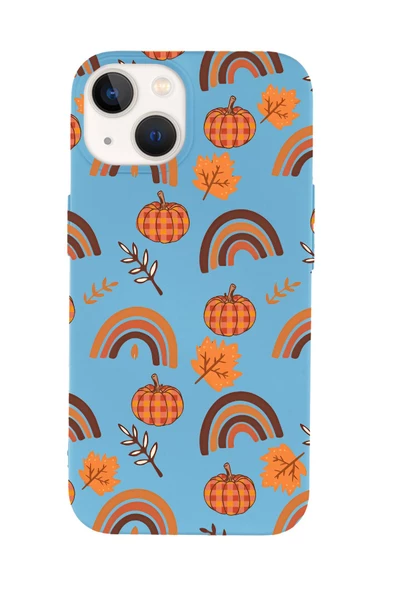 iPhone 14 Uyumlu Sonbahar Desenli Premium Silikonlu Telefon Kılıfı - Resim 8