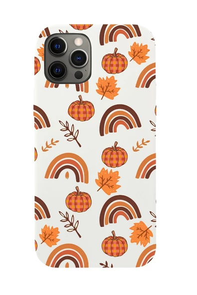 iPhone 12 Pro Max Uyumlu Sonbahar Desenli Premium Silikonlu Telefon Kılıfı - 2
