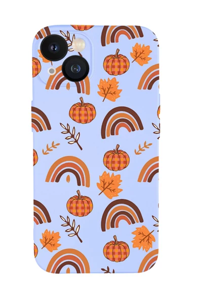 iPhone 13 Mini Uyumlu Sonbahar Desenli Premium Silikonlu Telefon Kılıfı - 4