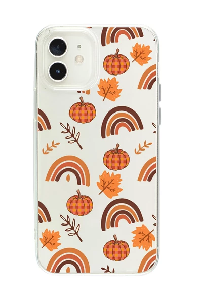 iPhone 12 Mini Uyumlu Sonbahar Desenli Premium Şeffaf Silikon Kılıf ürün görseli