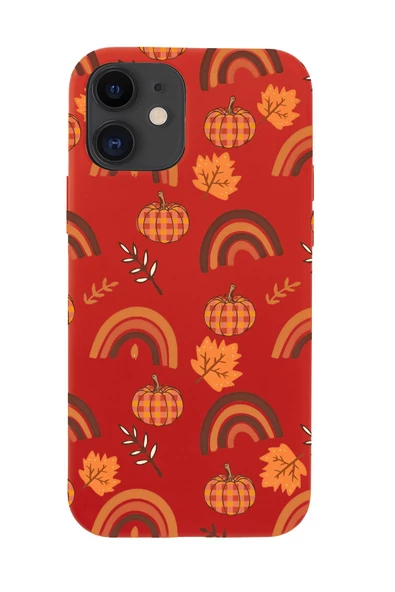 iPhone 12 Mini Uyumlu Sonbahar Desenli Premium Silikonlu Telefon Kılıfı - Resim 3