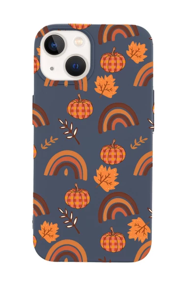 iPhone 14 Plus Uyumlu Sonbahar Desenli Premium Silikonlu Telefon Kılıfı - Resim 6