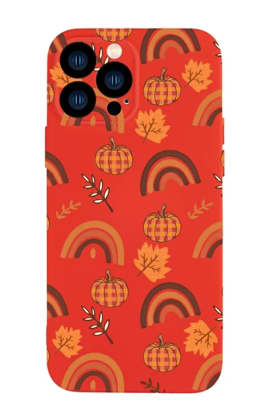 iPhone 13 Pro Uyumlu Sonbahar Desenli Kamera Korumalı Premium Silikonlu Telefon Kılıfı - Resim 3