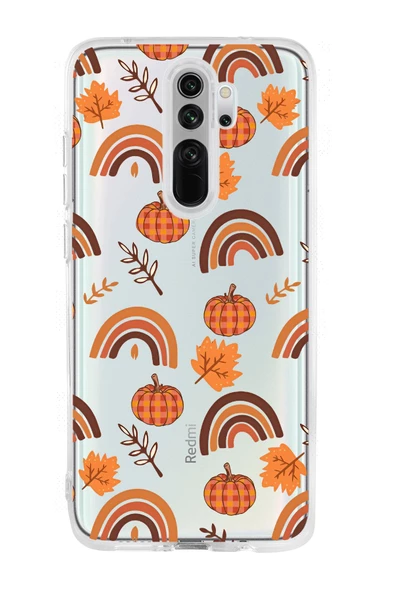 Xiaomi Redmi Note 8 Pro Uyumlu Sonbahar Desenli Premium Şeffaf Silikon Kılıf