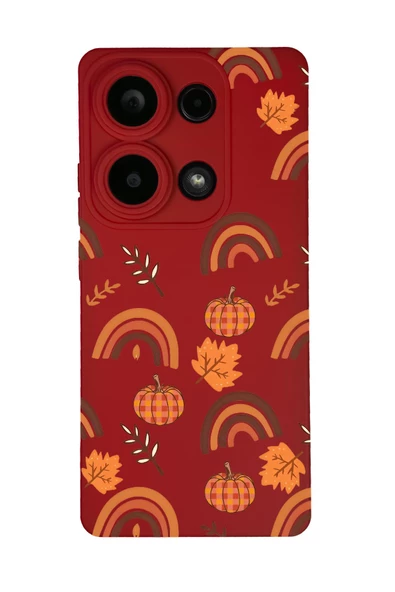 Xiaomi Redmi Note 13 Pro 4G Uyumlu Sonbahar Desenli Premium Silikonlu Telefon Kılıfı - Resim 3