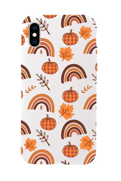 iPhone XS Uyumlu Sonbahar Desenli Premium Silikonlu Telefon Kılıfı - Resim 2