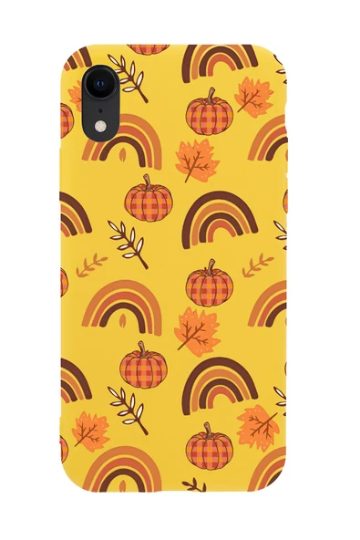 iPhone Xr Uyumlu Sonbahar Desenli Premium Silikonlu Telefon Kılıfı - Resim 6