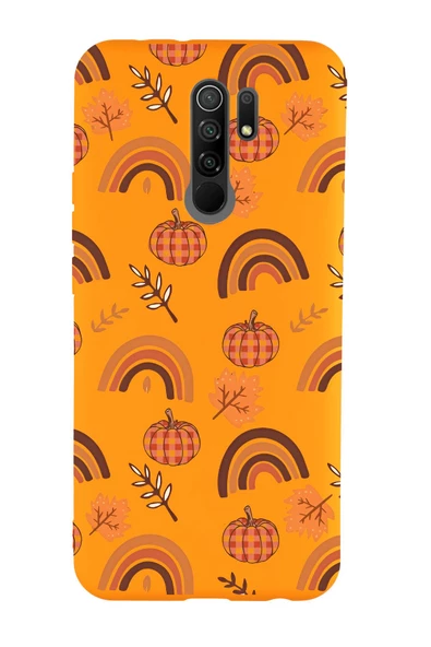Xiaomi Redmi 9 Uyumlu Sonbahar Desenli Premium Silikonlu Telefon Kılıfı - Resim 2