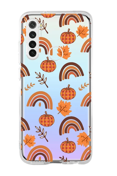 Xiaomi Redmi Note 8 Uyumlu Sonbahar Desenli Premium Şeffaf Silikon Kılıf